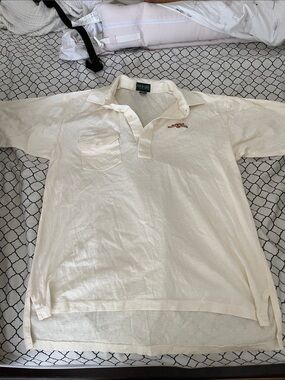 Polo-Style Casual Short-Sleeve Shirt in Cream